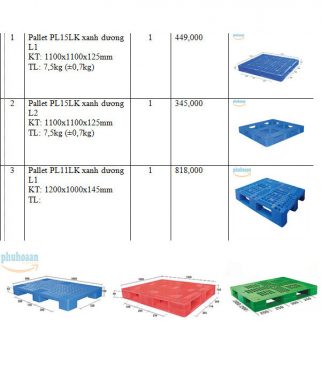 Bảng báo giá pallet nhựa mới tại nhà sản xuất Phú Hòa An