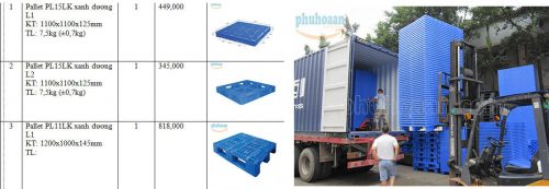 Bảng báo giá pallet nhựa mới tại nhà sản xuất Phú Hòa An